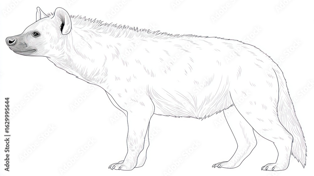 Fototapeta premium Side profile of a spotted hyena drawing