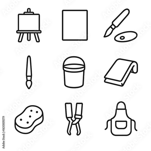 Outline Icon Sets Compilation. Outline icon set of travel pouches: toiletry pouch, passport pouch, cable pouch, document pouch,