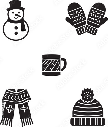 Cozy winter icons warm up your holiday season and winter fun