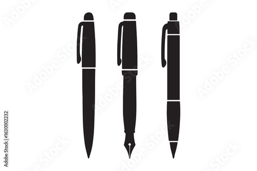 Pen simple icon set. Pen symbol collection. Vector illustration