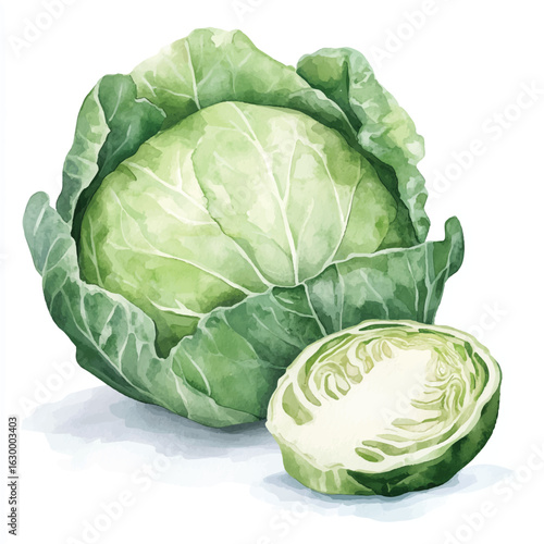 a cute Cabbage an a slice on the table