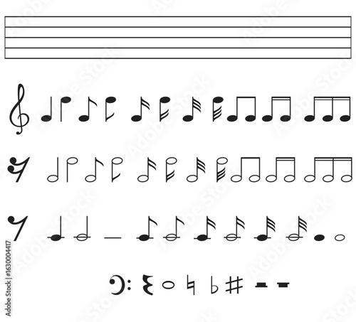 Musical pages and note vector element set