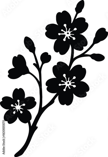 Silhouette cherry blossom branch springtime floral decoration vector illustrator