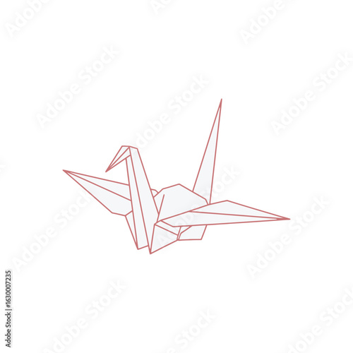 Elegant Origami Paper Crane Folded Bird Geometric Design.