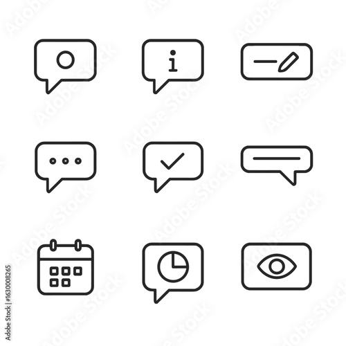 Inline Popup Icons. Outline icon set of inline popups: inline tooltip, contextual help popup, inline edit field, inline