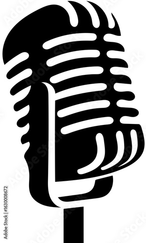 Classic studio microphone silhouette, AIzaSyBwDc0pwkmsI-IiOIEZbTj2x7WB85AQM5U design, representing audio recording and broadcasting.