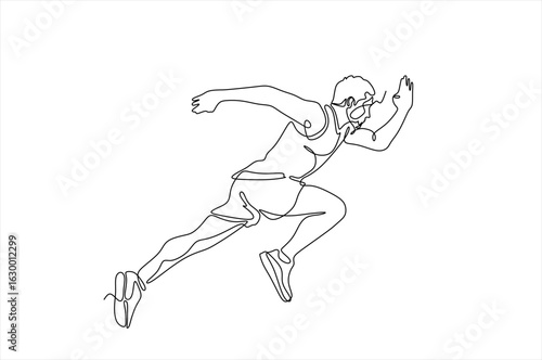 man Runner One Line Drawing. Running Abstract Minimal Drawing. Continuous One Line Woman Run Sport Illustration. Modern Trendy Contour Drawing. Hand drawn one line vector. Editable stroke	