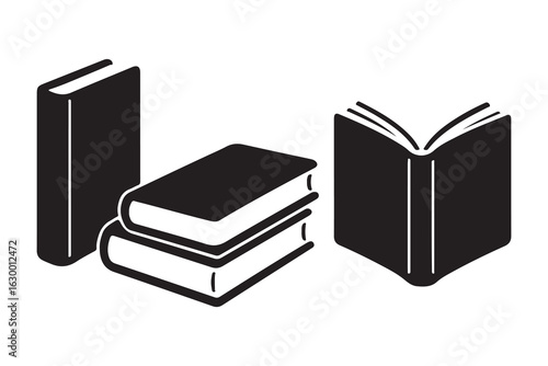 Book icons set, logo isolated on white background, vector illustration
