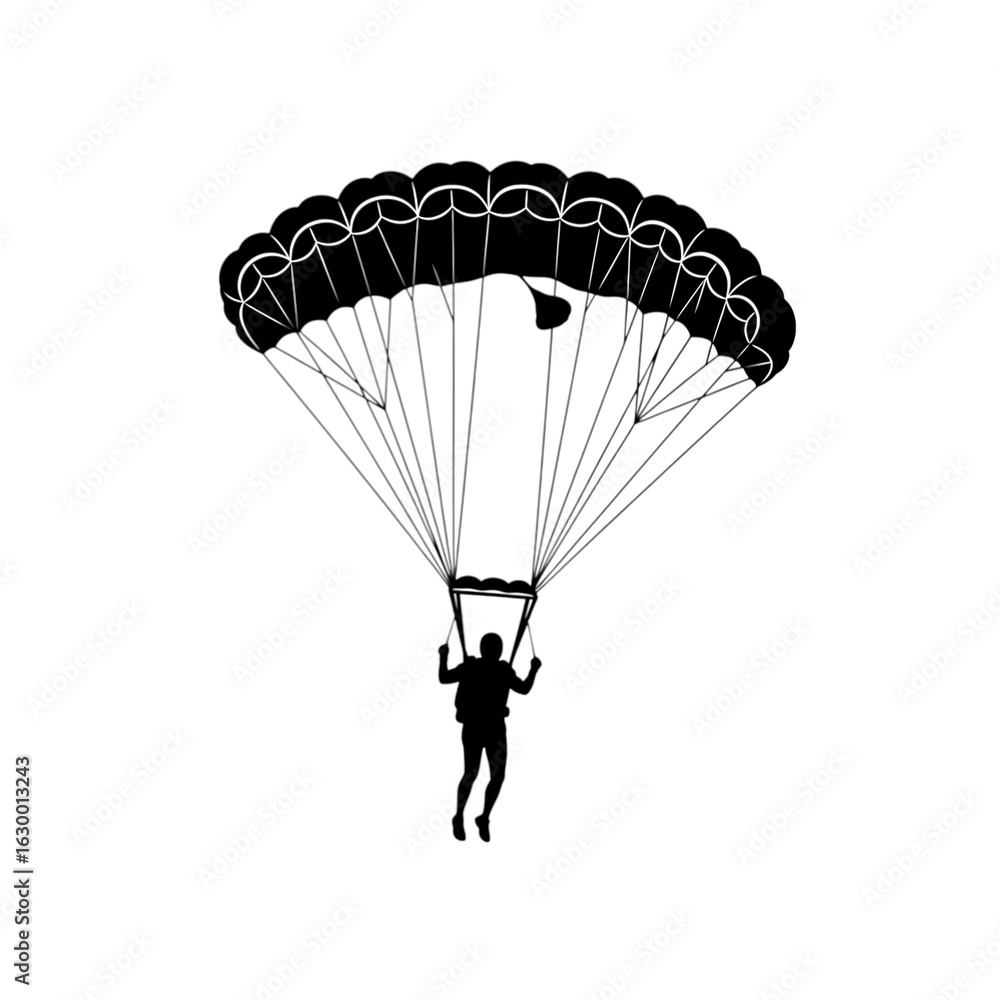 Obraz premium Parachute Silhouette Illustration Minimalist Style on Transparent Background