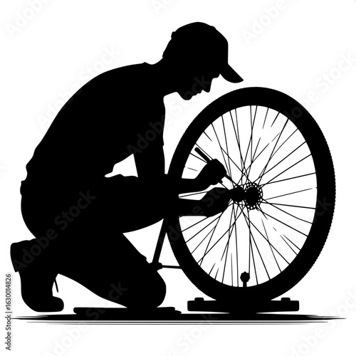 Man Fixing Bicycle Tire