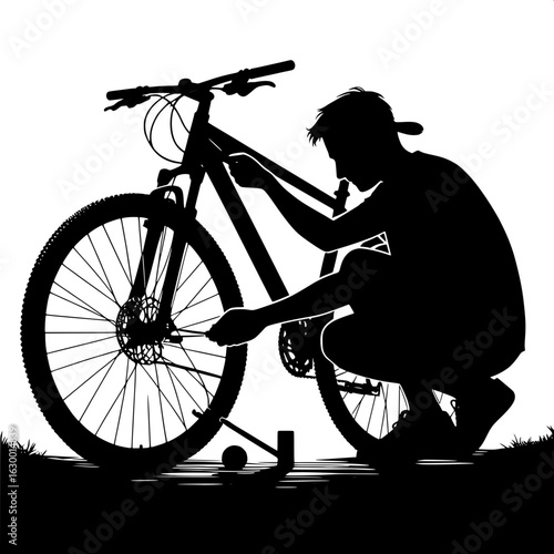 Man Fixing Bicycle Tire