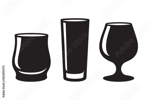 Glencairn Whisky Glass icon set. Whiskey Glass logo vector. Whiskey Glass Vector Icon.