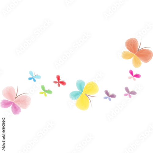 Watercolor butterflies in flight.