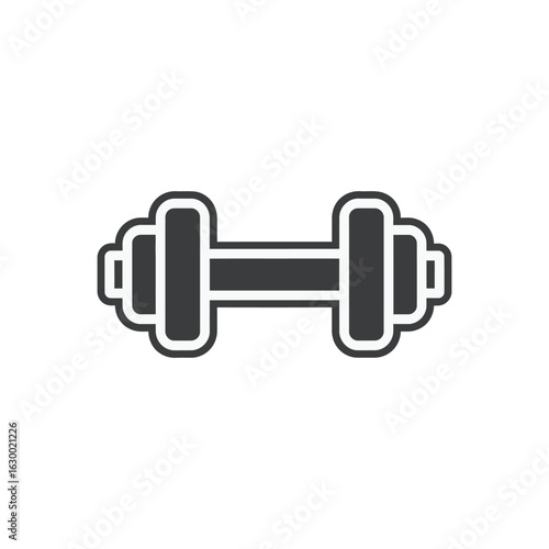 Simple Dumbbell Icon: Fitness Gym Strength Training Symbol.