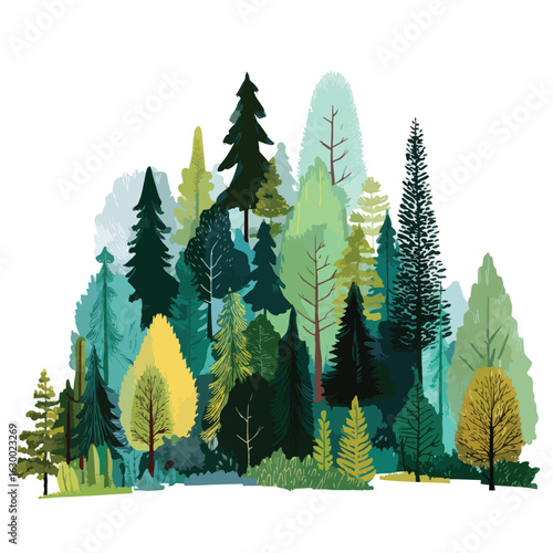 forest isolated in White Background, forest vector, Flat lay vector illustration