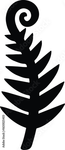 Silhouette koru frond stylized spiral symbol icon vector illustrator