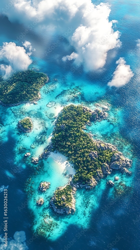 Fototapeta premium Aerial View of a Tropical Island Paradise