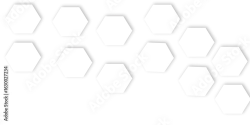 Abstract white hexagons with subtle shadows, clean, modern background featuring a repeating pattern creating a three dimensional effect.	