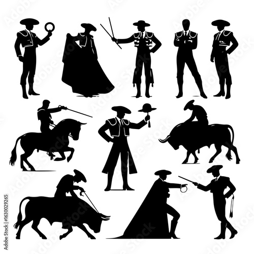 set of Matador silhouette , set of Matador vector