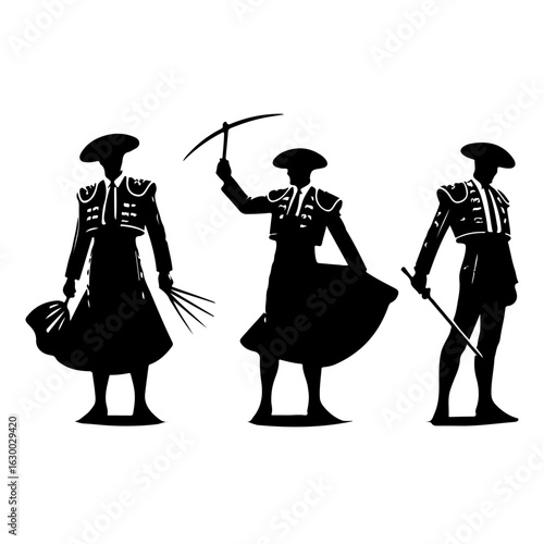 set of Matador silhouette , set of Matador vector