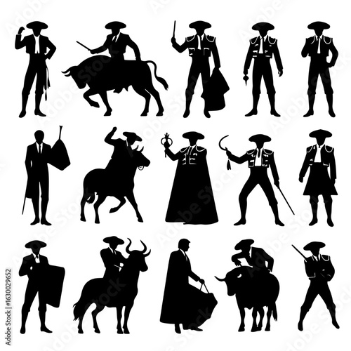 set of Matador silhouette , set of Matador vector