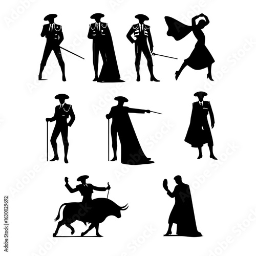 set of Matador silhouette , set of Matador vector