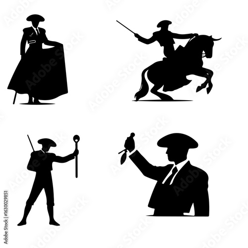 set of Matador silhouette , set of Matador vector