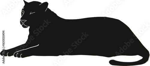 Vector art of a sleek black panther silhouette gracefully rests against a textured backdrop creating a captivating vector illustration