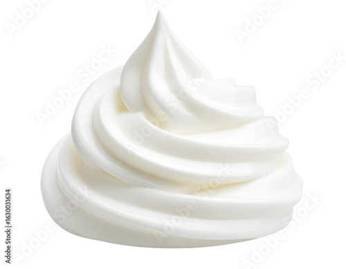  Tall Spiral of Whipped Cream Frosting with Pointed Tip, Soft Shadows, Transparent Background