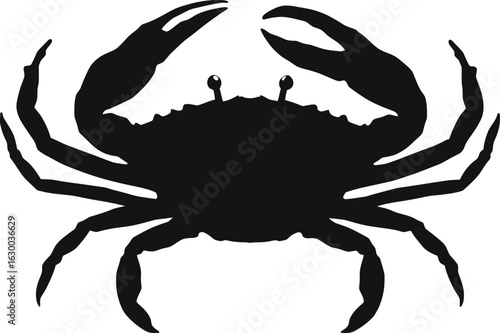 Vector art of silhouette of a crab on a light background perfect for illustrating seafood or marine life concepts and designs