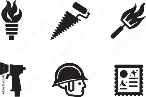 Construction and safety icons for professional builders and contractors