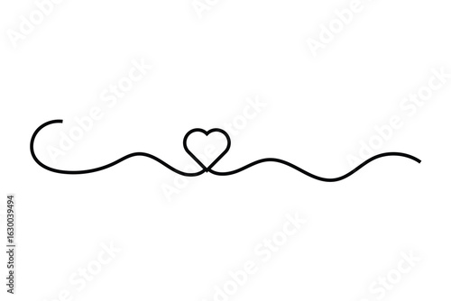 one line hand drawn heart icon.