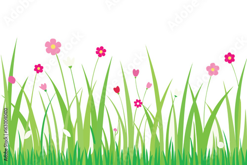 Simple vector illustration of a grassy landscape with blue sky