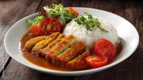fried pork cutlet curry with rice