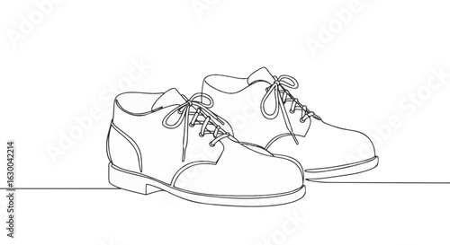 Continuous line drawing of traditional Bavarian shoes in minimalist style