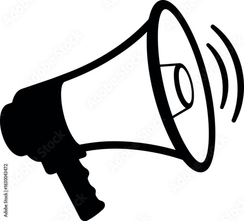 Hand drawn megaphone announcing loudly