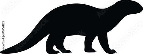Vector art of silhouette of an otter in black color a playful aquatic mammal found in rivers and coastal waters known for its fur and playful behavior