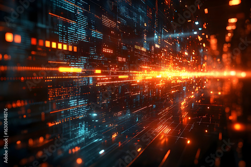 Wallpaper Mural Glowing digital data stream abstract futuristic technology background Torontodigital.ca