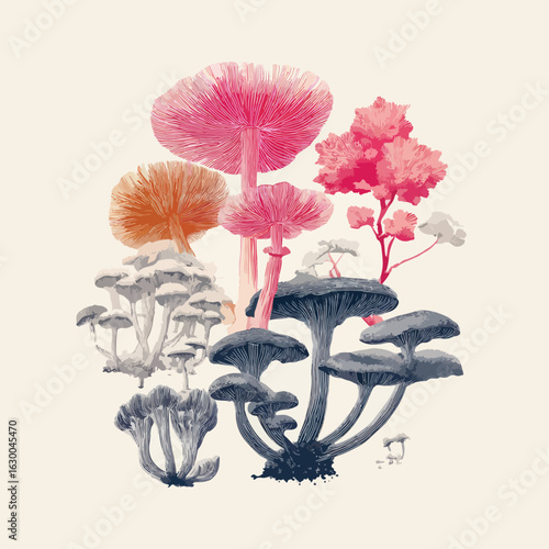 File ID(s): 1630046314 - Original name(s): fungi mycelium network isolated in White Background, fungi mycelium network vector, Flat lay vector illustration