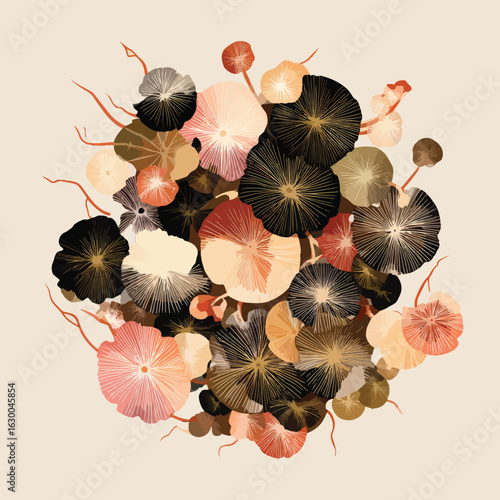 File ID(s): 1630046314 - Original name(s): fungi mycelium network isolated in White Background, fungi mycelium network vector, Flat lay vector illustration