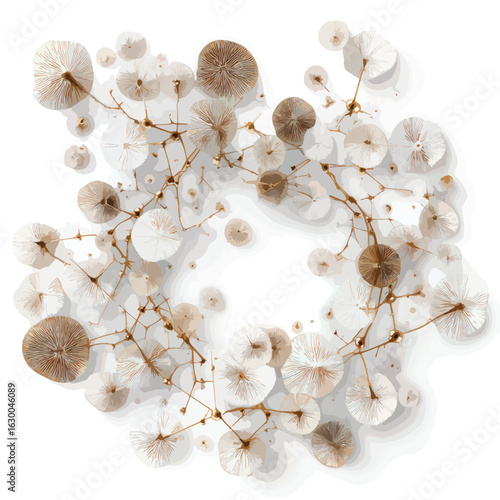 File ID(s): 1630046314 - Original name(s): fungi mycelium network isolated in White Background, fungi mycelium network vector, Flat lay vector illustration