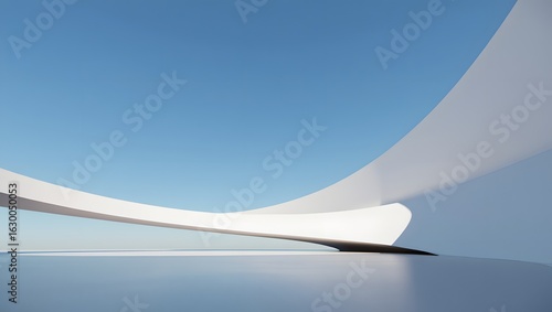 Abstract Architectural Curves Reflecting in Blue Water