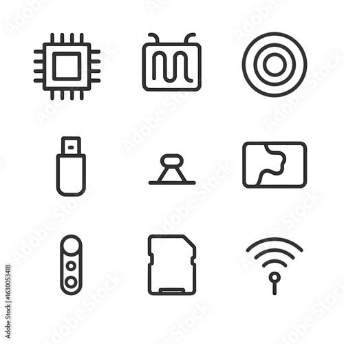 Seismic and Thermal Icons. Outline icon set of seismic wave types: P-wave, S-wave, surface wave, Love wave, Rayleigh wave,