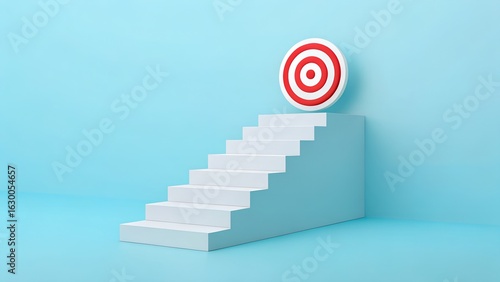 Goal Achievement Concept Steps to Success with Target Met