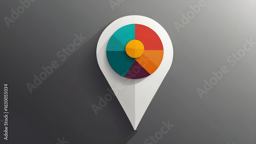 Free Download Modern flat design location pin icon with a data pie chart. Infographic element for business analytics and geographic market segmentation. - GFXLoad