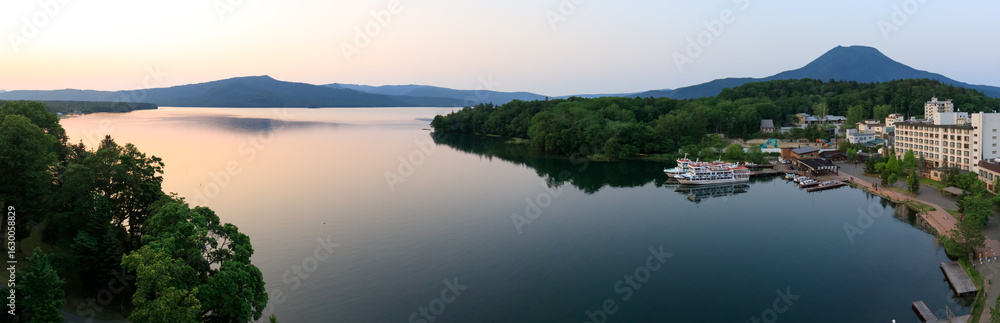 Fototapeta premium Sunset over Lake Akan in Hokkaido, Japan