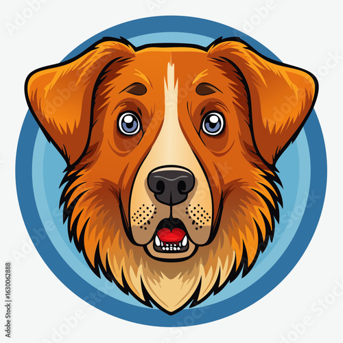 A vector illustration icon of a scared dog with wide eyes and anxious expression, designed in a minimalist cartoon style, perfect for pet-related apps, logos, or digital projects conveying fear; worry