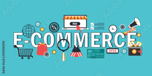 E-commerce word concepts banner with icon set