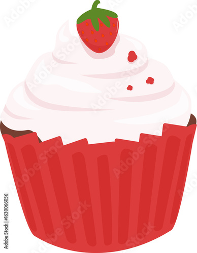 Strawberry Cupcake Illustration