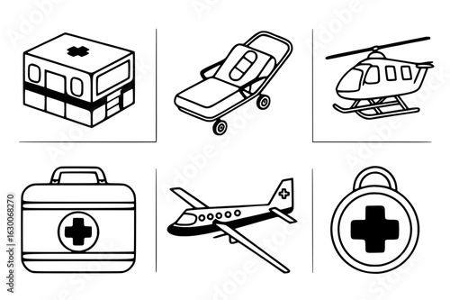 Emergency Healthcare Line Icons – Rescue & First Aid Set vector design 